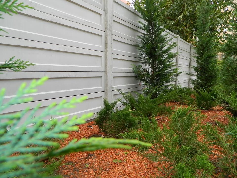 Clôture béton 3D effet bois naturel extérieur premium