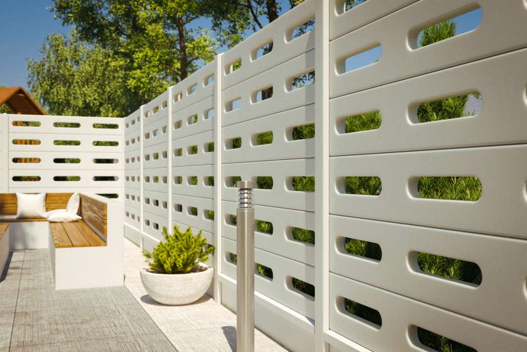 Clôture en béton 3D pierre grise brise vue élégant